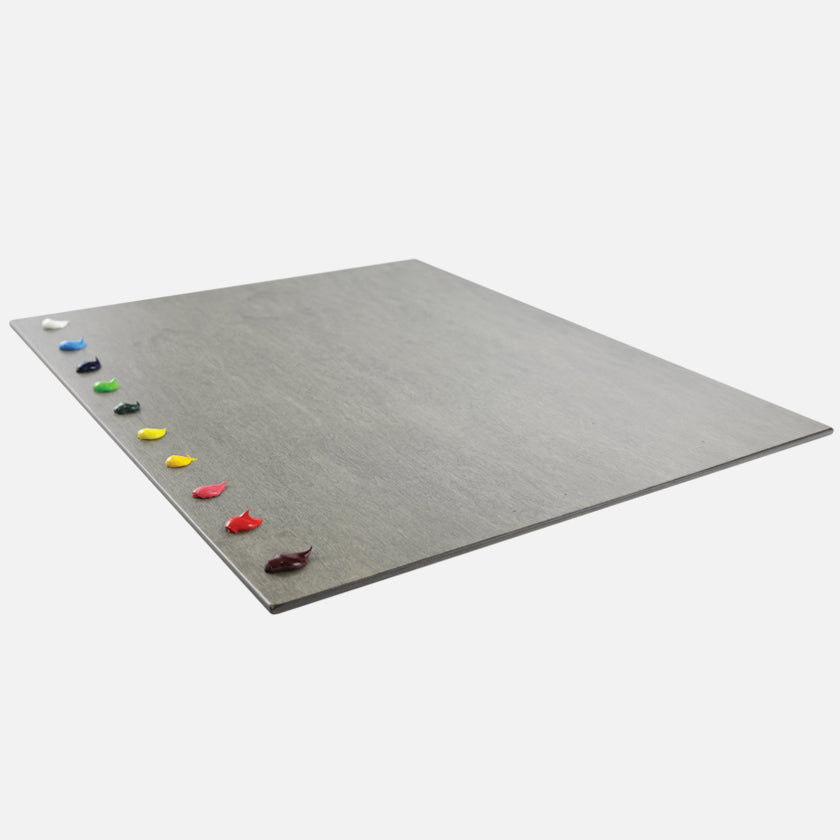 New Wave handcrafted POSH Wood neutral grey stained table top artist paint palette with oil paint