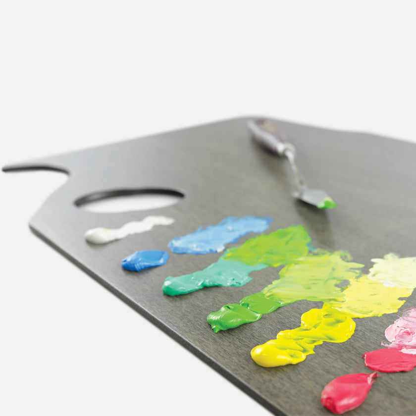 Highland® Neutral Grey Stained Artist Paint Palette with oil paint