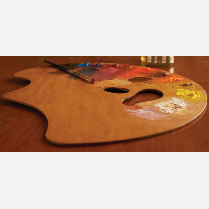 New Wave Handcrafted Maple Wood Grand View Confidant Ergonomic Hand Held Artist Paint Palette with oil paint