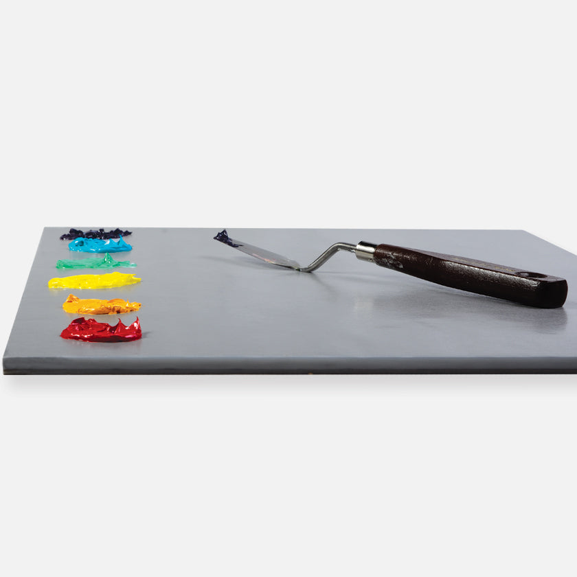 New Wave neutral grey Grey Pad Rectangular disposable paper tear away artist paint palette glued on 3 edges with paint