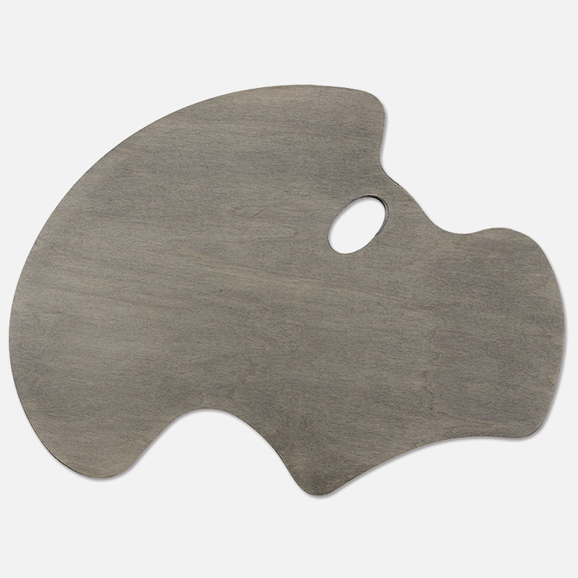 Expressionist Confidant Neutral Grey Stained Handcrafted Wooden Artist Paint Palette