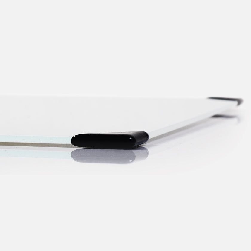 New Wave POSH Tempered Glass White Artist Paint Palette with custom corner guards and seamed edges